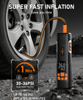 Cordless Tire Inflator Portable Air Compressor With 150 PSI Auto Shutoff LED Light And Digital Pressure Gauge inflating car tire