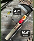 Japanese Weeding Sickle Kama For Fast Garden Cleanup, 4.7 Inch Serrated Blade, Curved Pull Cut, 11 Inch Wood Handle, Japan