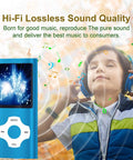 Dope 32GB MP3 Player With FM Radio And Voice Recorder One Point Eight Two Inch LCD Screen Blue with child listening music