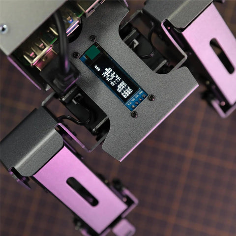 Close-up of the electronics and servo mechanics in the Badass AI Powered Bionic Robot Dog With Raspberry Pi 5 And 12 Joints.