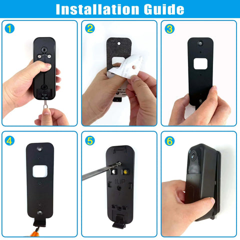Installation guide for No Drill Adhesive Doorbell Mount With Metal Anti Theft Backplate For Video Doorbell Gen 1 And Gen 2
