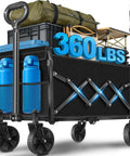Foldable Collapsible Wagon Cart With Wheels That Holds Up To 360 Lbs, loaded with gear, 600D Oxford Fabric, outdoor use.