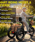 Beast Fat Tire Electric Tricycle For Adults With Three Wheel Ebike, 750W Hub Motor Peak 1350W, 52V 25Ah Removable Battery, 50 Mile Range, 7 Speed, 4 Piston Hydraulic Brakes, Cargo Rack, Black Build with rider and groceries