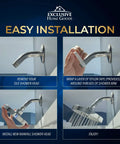 Installation steps for High Pressure Rainfall Shower Head Matte Black 6 Inch Diameter 2.5 GPM Flow Anti Clog 90 Rubber Jets 360 Degree