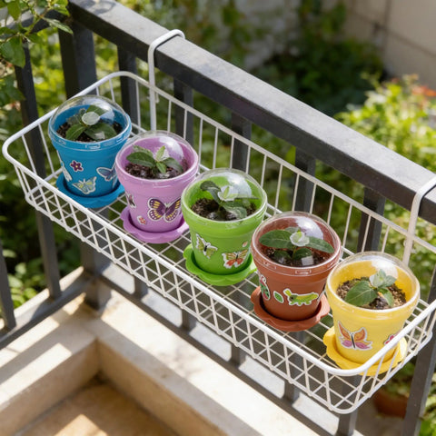 Dope Color Mix Nursery Pots With Humidity Domes And Trays, 25 Pack Seed Starter Pots For Seedlings And Small Plants