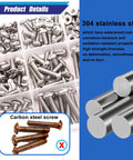 304 Stainless Steel Machine Screws Bolts Nuts And Washers Assortment Kit with 8 sizes and 237 pieces DIY ready in storage box
