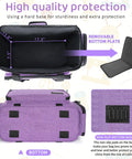 Bottom view of Portable Sewing Machine Case With Wheels And Shoulder Strap, showing dimensions and removable bottom plate