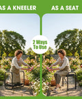 Woman using Foldable Garden Kneeler And Seat With Anti Tipping Frame Widened Thick Soft Kneeling Pad Heavy Duty Gardening Stool With Tool Bag