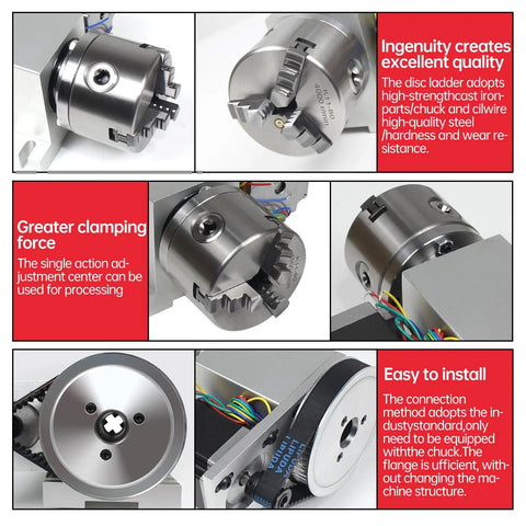 CNC Rotary Axis 4th Axis With 3 Jaw Chuck Hollow Shaft Dividing Head A Axis 65mm Tailstock 6 To 1 Reduction For CNC Router Engraving Milling Lathe Machine Pro Grade Heavy Duty