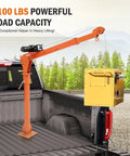 Heavy Duty Truck Bed Crane With 3500 Lbs 12V Winch One Person Setup 360 Degree Swivel Hoisting a Generator