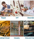 Collage featuring repair, DIY crafts, bedroom decor, electronics, industrial pipes, and arts and crafts activities.