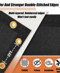 Heavy Duty Privacy Screen Fence Net 8 ft by 50 ft Black Mesh with reinforced double-stitched edges and grommets detail