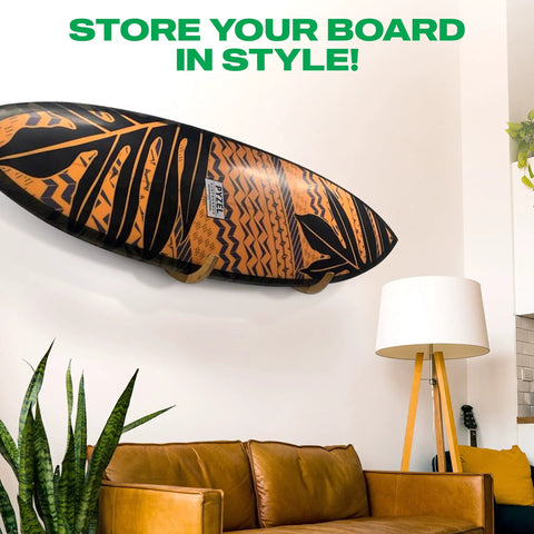 Wood Surfboard Rack For Longboards And Shortboards Indoor Outdoor Wall Mount Display Crafted In Minimal Dark Stained Wood