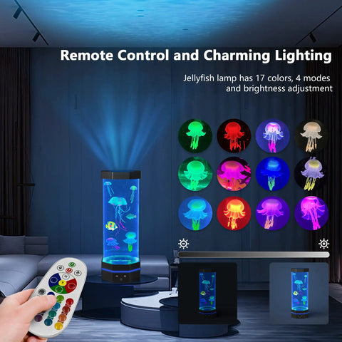 Large Jellyfish Lava Lamp With Water Ripple Projection And 17 Color Changing LEDs Remote Control Night Light For Kids