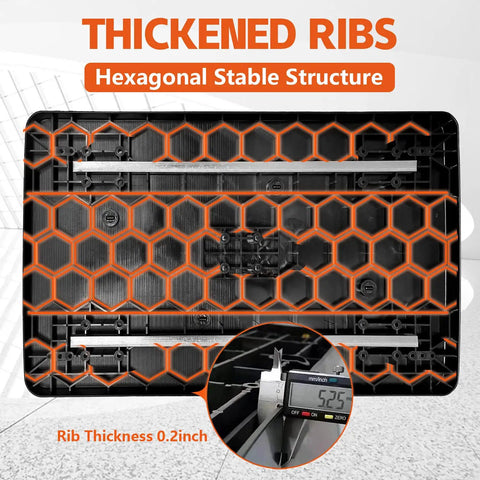 Heavy Duty Folding Platform Cart, 1600 Lbs Capacity, hexagonal structure and 0.2 inch rib thickness for durability.