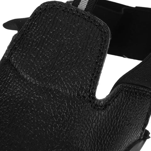 Close-up of Heavy Duty Steel Toe Shoe Covers With Adjustable Strap Safety Overshoes For Work, featuring textured black fabric.