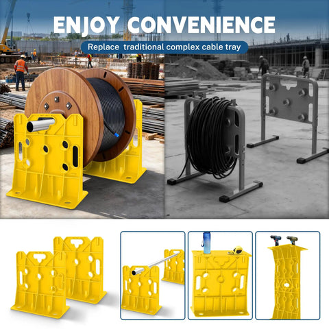 Wire Spool Rack And Heavy Duty Wire Dispenser For Industrial Use, 330 Lb Capacity, Holds 34 Inch Spools, Anti Tip Base, Cable Management