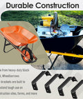 4 Pack Heavy Duty Black Steel Wheelbarrow Axle Bracket Set Replacement Accessories For Gardening, farms, and wheelbarrows
