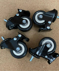 Heavy Duty Swivel Caster Wheels With Locking Brake And Threaded Stem, Polyurethane Wheels Roll Hella Smooth And Dead Silent For Workbenches Diy Carts And Shop Furniture Crushing Up To 440 Lbs Total Weight - black swivel caster wheels with threaded stems.
