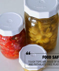 Tough Tops Regular Mouth Mason Jar Lids White BPA Free Plastic Screw Caps For Leakproof Airtight Storage on jars with food
