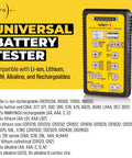 Beast Battery Tester Pro Pulse Load Checker For AA AAA C D 9V Lithium And Button Cells Tests 40 Plus Battery Types In Seconds LED Charge Display Carry Case USA Made, yellow front view