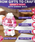 Image highlighting 200 Pack Heat Shrink Wrap Bags In Three Sizes 3.93 X 5.90 Inches 7.67 X 9.64 Inches And 9.64 X 11.61 Inches Clear PVC Film.
