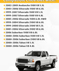 Compatibility list showing Chevy models and a 2000-2006 Silverado truck image
