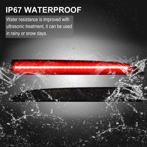 LED Rear Bumper Reflector Light For Camaro 2016 To 2024 And Traverse 2013 To 2017 Plus Cadillac ATS XT5 G8 showing IP67 waterproof feature