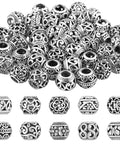 60 Pieces Dope Silver Tone Filigree Spacer Beads Set Hollow Tibetan Alloy Beads In 10 Styles 10 Mm Tiny Metal Beads For DIY Jewelry