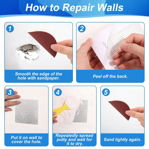 Heavy Duty Drywall Repair Kit With 8.8 Oz White Putty, Scrapers, Sandpaper And Gloves For Easy Patch For Holes And Cracks In Home Walls