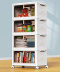 Hella Big 4 Pack Plastic Storage Bins with Tight Lids, 23.5 Quart Stackable Closet Organizers displaying toys, food, and towels.