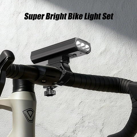 Rechargeable Bike Lights For Night Riding Ultra Bright Front And Rear LED Headlight And Taillight 2 Pack with tool-free mount