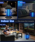 Indoor settings showing Outdoor Bug Zapper That Actually Works 4200V Electric Mosquito Killer With 3 Prong Plug in kitchen, bedroom, living room.