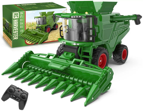 Remote Control Combine Harvester Tractor Toy With Moving Corn Head RC Farm Tractor For Kids 3 Plus
