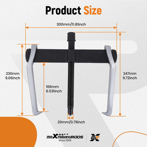 Dimensions of 12 Inch 2 Jaw Gear Puller Reversible Bearing Puller Tool For External And Internal Removal Of Pulleys Gears Bearings