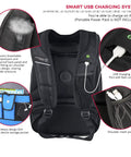 Back view of TSA Approved Laptop Backpack With USB Charging Port, RFID Safe Pockets, storage compartments, ergonomic design.