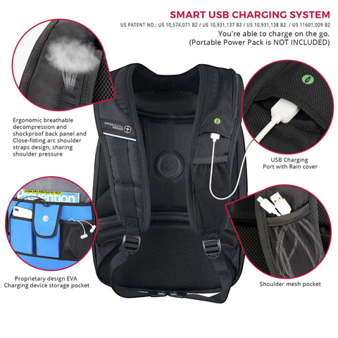 Back view of TSA Approved Laptop Backpack With USB Charging Port, RFID Safe Pockets, storage compartments, ergonomic design.
