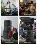 Superior Grade Five Piece Padded Drum Case Set Featuring Hella Heavy Duty Construction For 22 Inch Kick 12 And 13 Inch Rack Toms 16 Inch Floor Tom And Snare Pro Gear stacked in storage and being loaded for transport.
