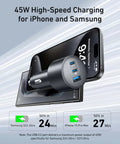 Ultra Compact 167.5W Triple Port USB-C Car Charger With 100W USB-C1, 45W USB-C2, And 22.5W USB-A Fast Charging for iPhone and Samsung
