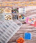 Clear Bead And Small Parts Storage Organizer Case With 30 Mini Compartments, Hinged Lid, And Label Stickers, Grab And Go Ready