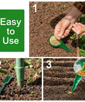 Ultra Handy 12 Hole Digger Seed Spreader Kit With 7 Piece Seed Dispenser Set for small seeds, showing tools in soil use.