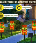 4 Pack Solar Tiki Light Decor Waterproof Tiki Statues for Outdoor Hawaiian Party in garden at night