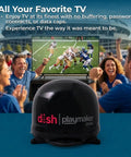 Dish Playmaker Dual With Receiver Self Pointing Satellite Antenna For RVs And Outdoors in front of TV showing football game