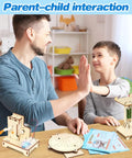 Five In One STEM Kit For Kids Ages 8 To 12 Build Sun Earth Moon Model Mini Telegraph Hand Generator with father and son