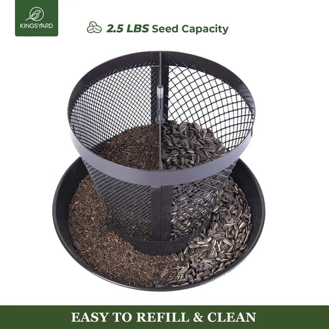 Outdoor Bird Feeder Dual Use Metal Mesh With Weatherproof Dome 2.5 Pound Seed Capacity for Finches and Cardinals