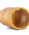 KSEIBI diamond hole saw, 1-3/8 in diameter, side view with gold-diamond edge
