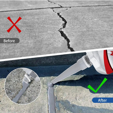Cement Crack Sealant For Concrete, Quick-Drying Waterproof Repair Sealant And Weather-Resistant Caulking Glue applied on cracks