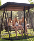 Mosquito Net Cover For 3 Seater Patio Swing With Waterproof Top, Zipper Door, And Fixing Straps, Black Bug Mesh, 80.7x49.2x80.7 inches
