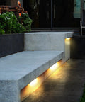 8 Pack Outdoor LED Hardscape Lights For Steps Retaining Walls And Decks, 7 Inch Paver Lights illuminating concrete steps