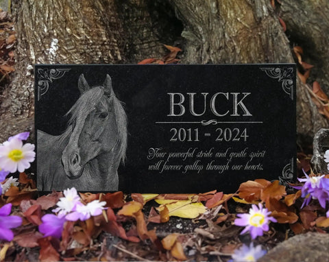 Custom Horse Memorial Stone For Garden And Grave Marker, Outdoor Headstone For Horse Lovers, Personalized Memorial Gravestone